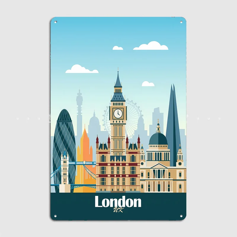 London Travel Poster Metal Sign Life Wall Custom Bedroom Indoor Home Wall Decor Posters Room Decoration