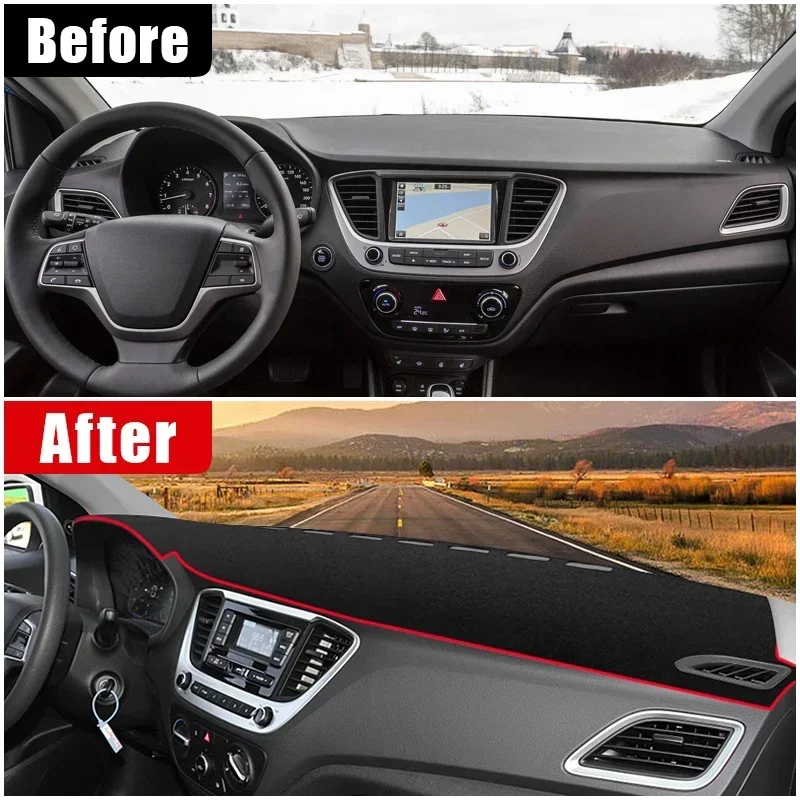 For Hyundai Solaris Accent HC 2017 2018 2019 2020 Car Dashboard Cover Dash Mat Sun Shade Non-slip Pad Interior Accessories