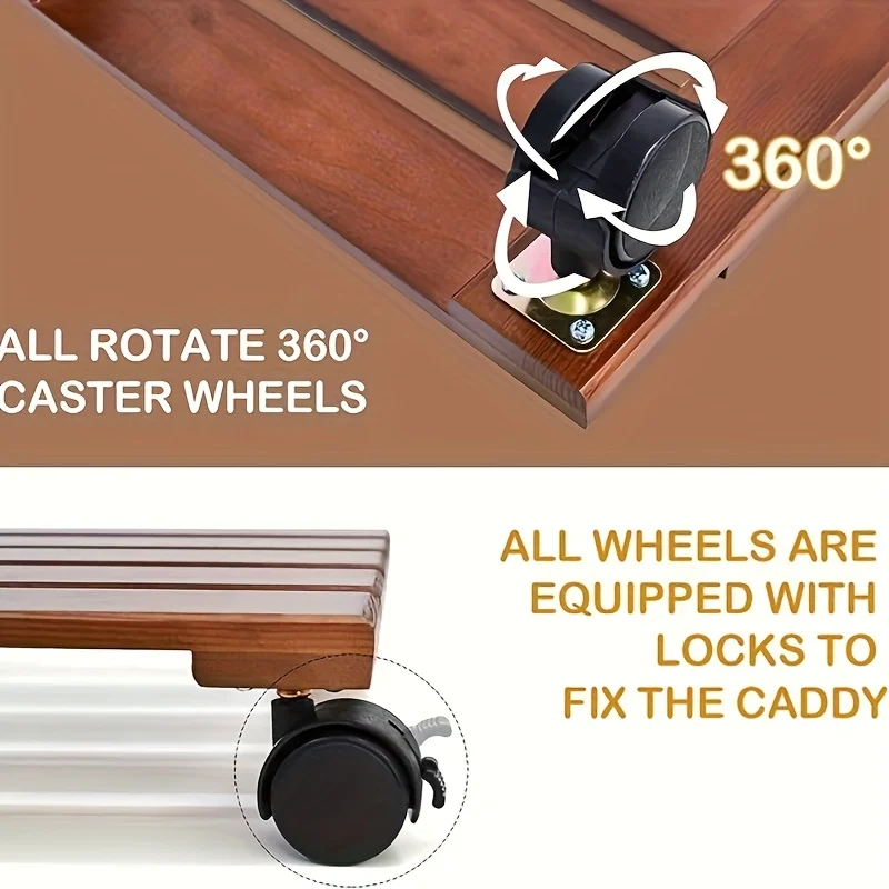 1pc Flower Pot Base, Practical, Lightweight, Movable, Universal Wheels, Solid Wood Material, High-Quality, Multi-functional Desi