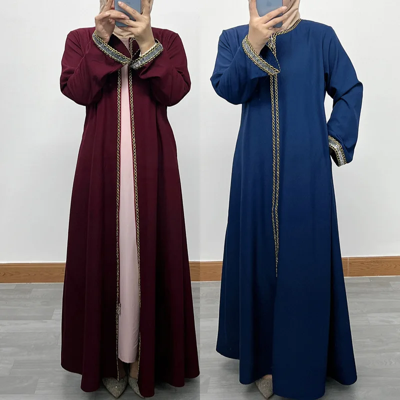 

Women's Islamic Ramadan Dress, Moroccan Cardigan Gown, Middle East, Dubai, Turkey, Zipper, Muslim, Luxury Fashion