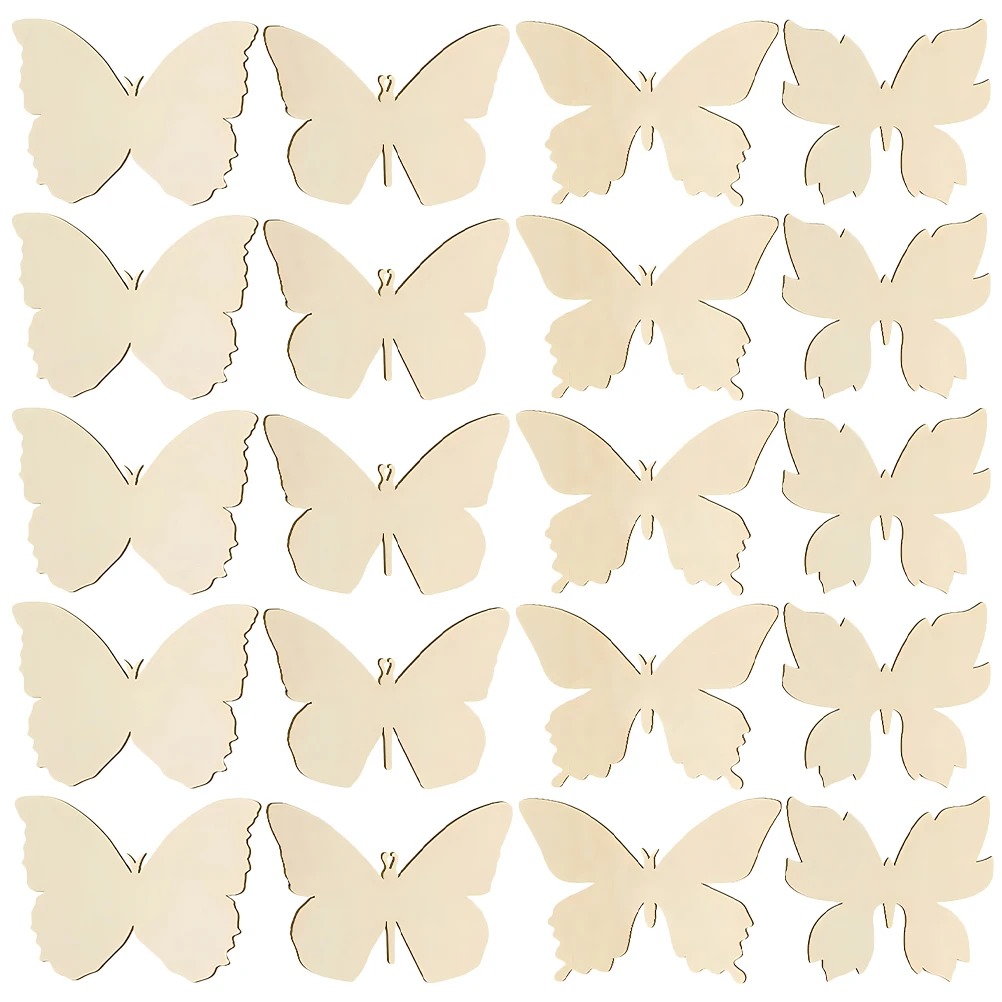 

48 Pcs Painted Decorative Wood Pieces Decoration Painting Crafts Butterfly Prop Wooden Small Cutouts