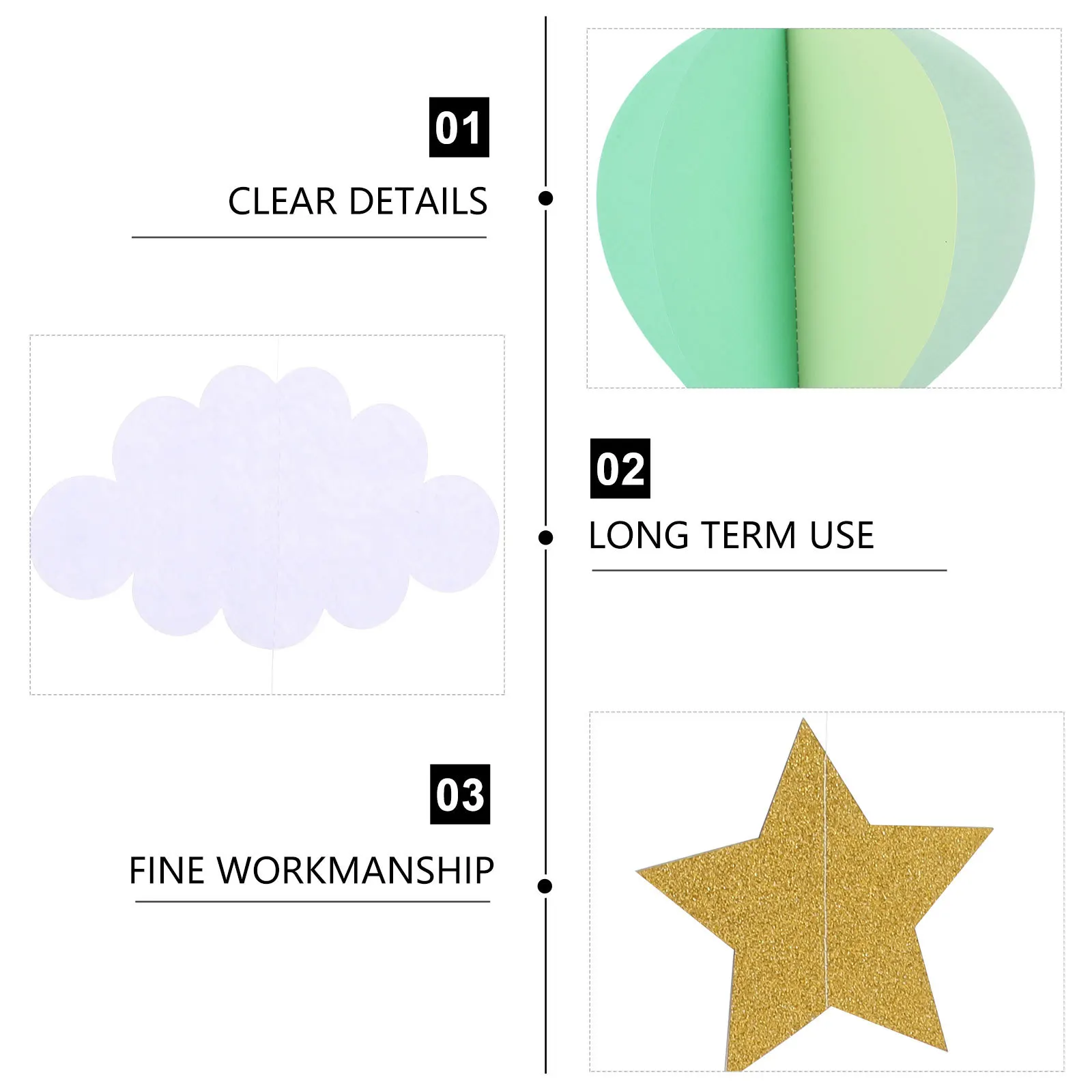 

4Pcs Hot Air Balloon Hanging Decoration Large Size for Nursery Room Kids Bedroom Party Backdrop Home Festival Ornament Bright