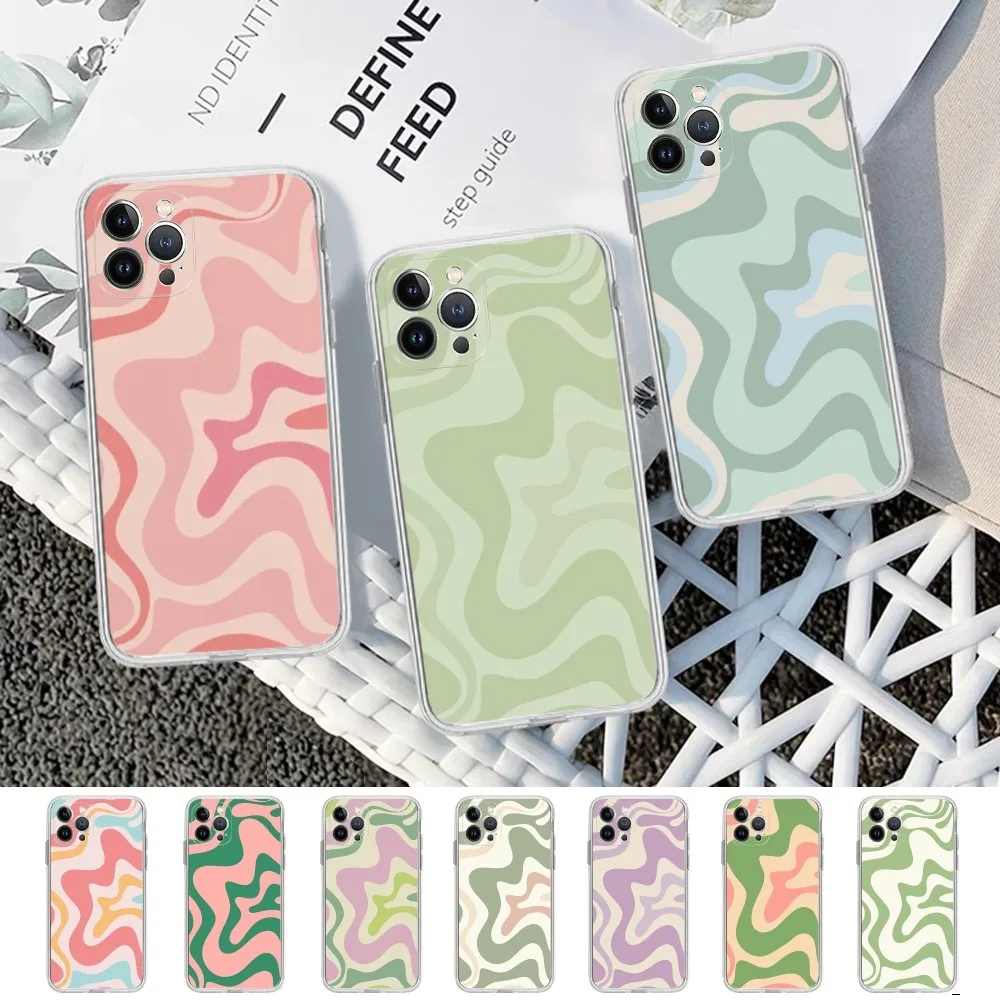 Retro Liquid Swirl Abstract Phone Case For IPhone 16 15 14 13 12 Mini 11 Pro XS Max X XR SE 6 7 8 Plus Soft Silicone Cover