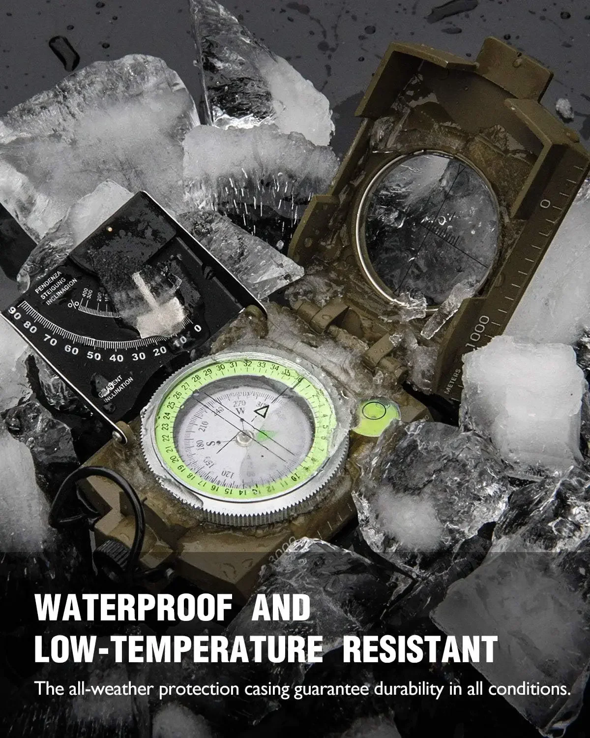 Outdoor Exploring Camping Hiking Survival Tools Professional Compass High Precision Metal Sighting Navigation With Inclinometer