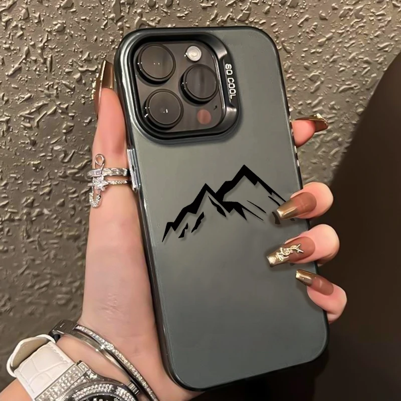 

Black Mountain Pattern Phone Case For iPhone 17 Pro Max 16 15 13 12 11 14 17Air 16E 17E XS Max XR X XS 7 8 Plus Shockproof Cover