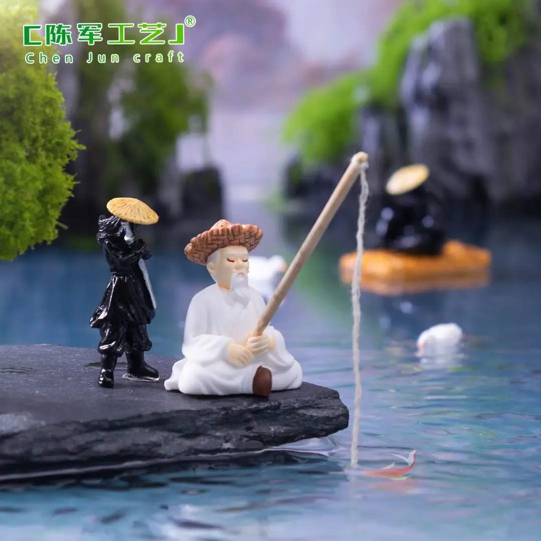 Creative Antique Knight Fishing Jiang Taigong Fishing, Ecological Bottle DIY Decorations Hanging Accessories Micro-landscape