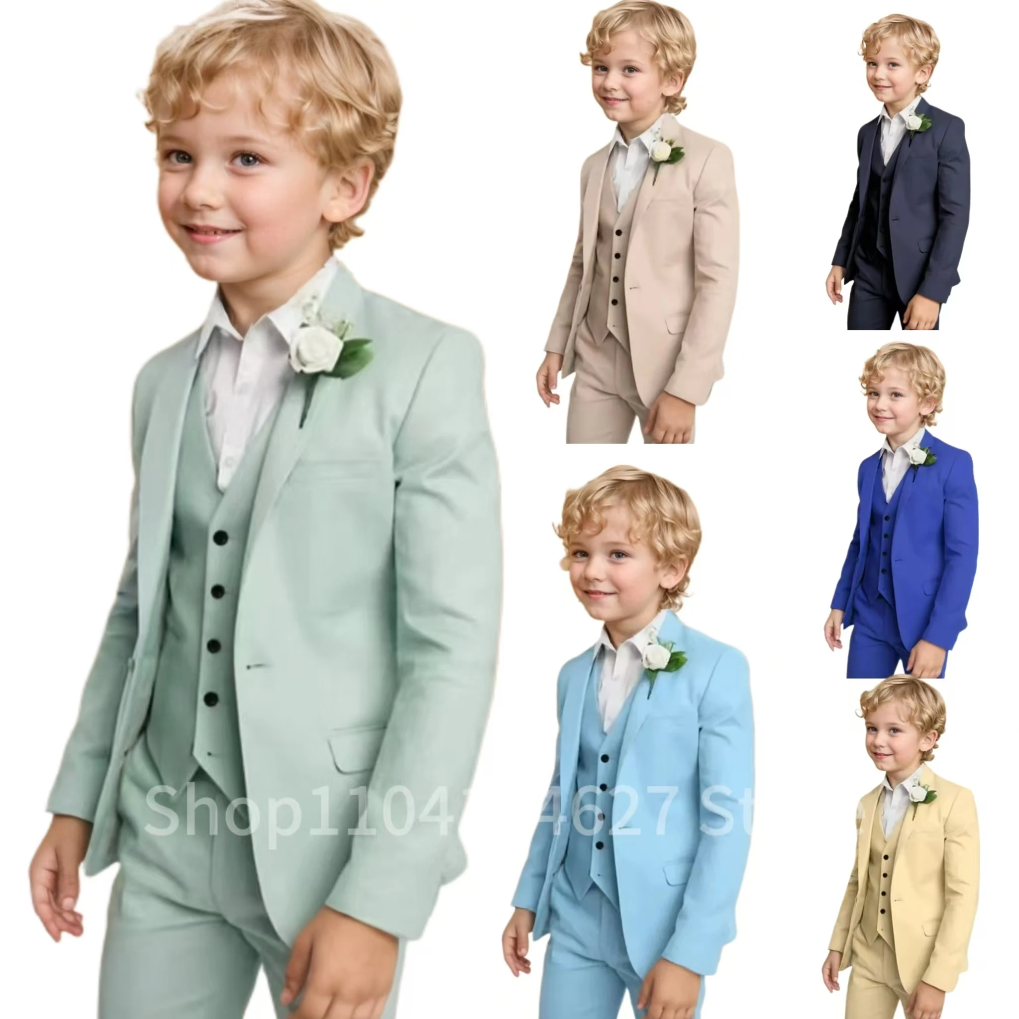 Formal Boys Suit 2 Pieces Blazer And Pants Set Elegant Wedding Summer Beach Prom  Elegant Classic Tuxedo Children Dresses