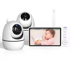 Babyphone vidéo avec caméra, audio bidirectionnel, vision nocturne de la température, détection des pleurs de bébé, surveillance vidéo, 5.0 pouces, le plus récent