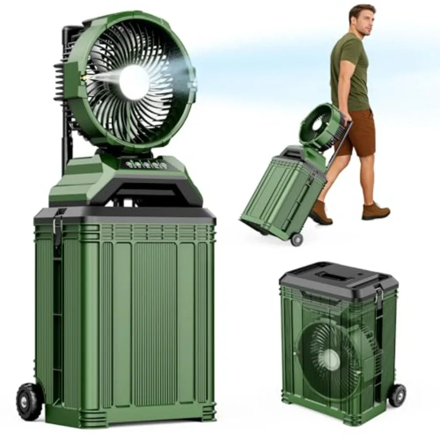 

Misting Fan for Outside, 30000mAh Rechargeable Outdoor Cooling Fan with Dual High-Pressure Mist, 8-Blade Airflow, 4 Speeds, 8-G
