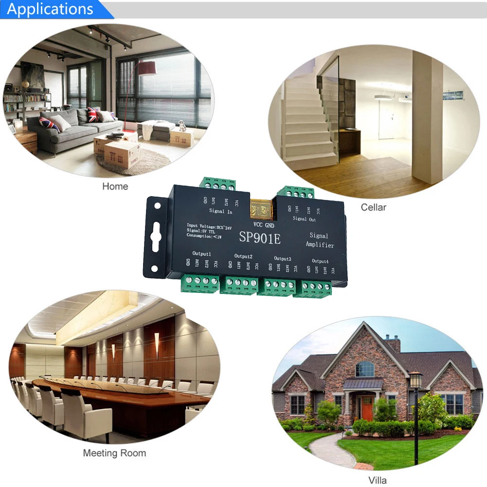 SP901E Signal Amplifier 4CH Group Amplifier for DMX512 Pixel Strip Magic Module