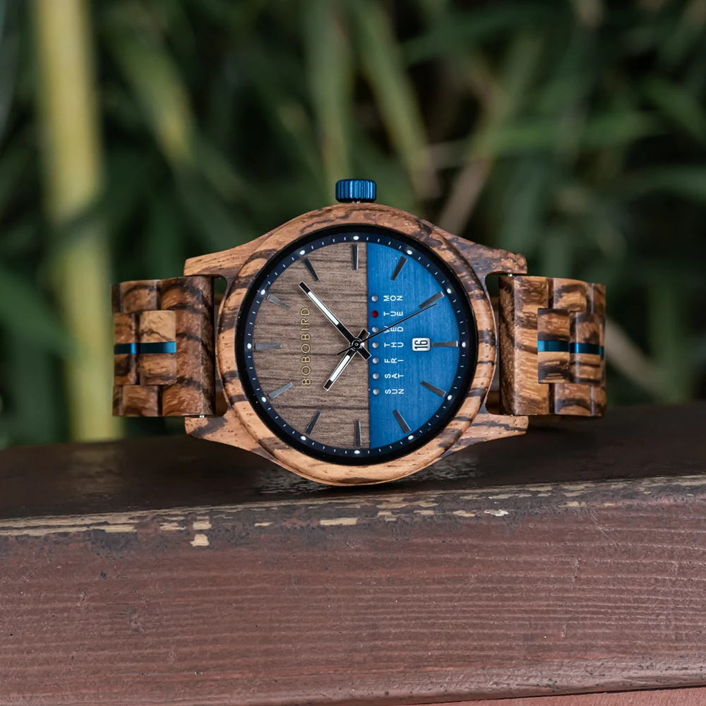 BOBO BIRD Men's Watches Niche Artistic Wooden Wristwatch Quartz Watch for Men Week & Date Display Customized Drop Shipping