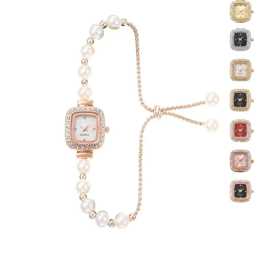 Rhinestone Quartz Watches Diamond Studded Watch Strap with Adjustable Bracelet Women Wristwatch Wrist Decoration Women Girl