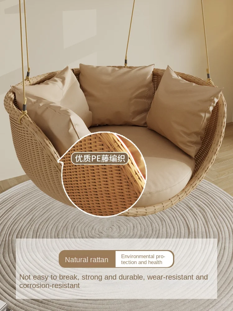 Outdoor swing hanging chair indoor balcony leisure rattan seat terrace rattan chair single indoor Nordic rocking chair