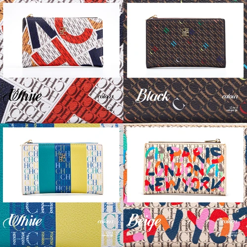 CHCH Cartera de mujer Moda Carta Patrón de dibujos animados Cartera de almacenamiento larga retro clásica Material de PVC