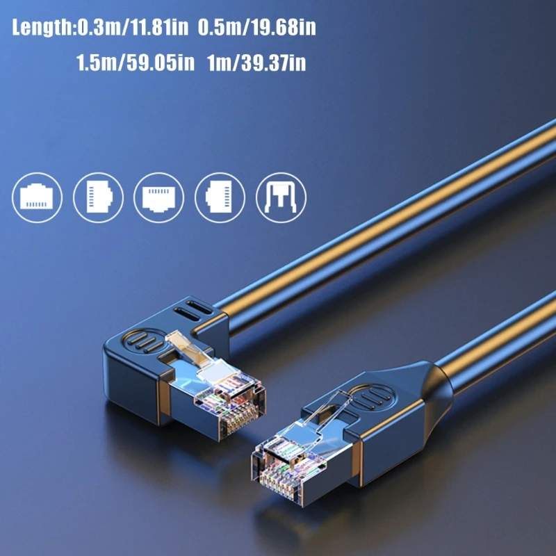 1pc Cat5e Networking Cord with Angled RJ45 Connectors Flexible Cat5e Ethernet Networking Cable for Tight Space Electronics