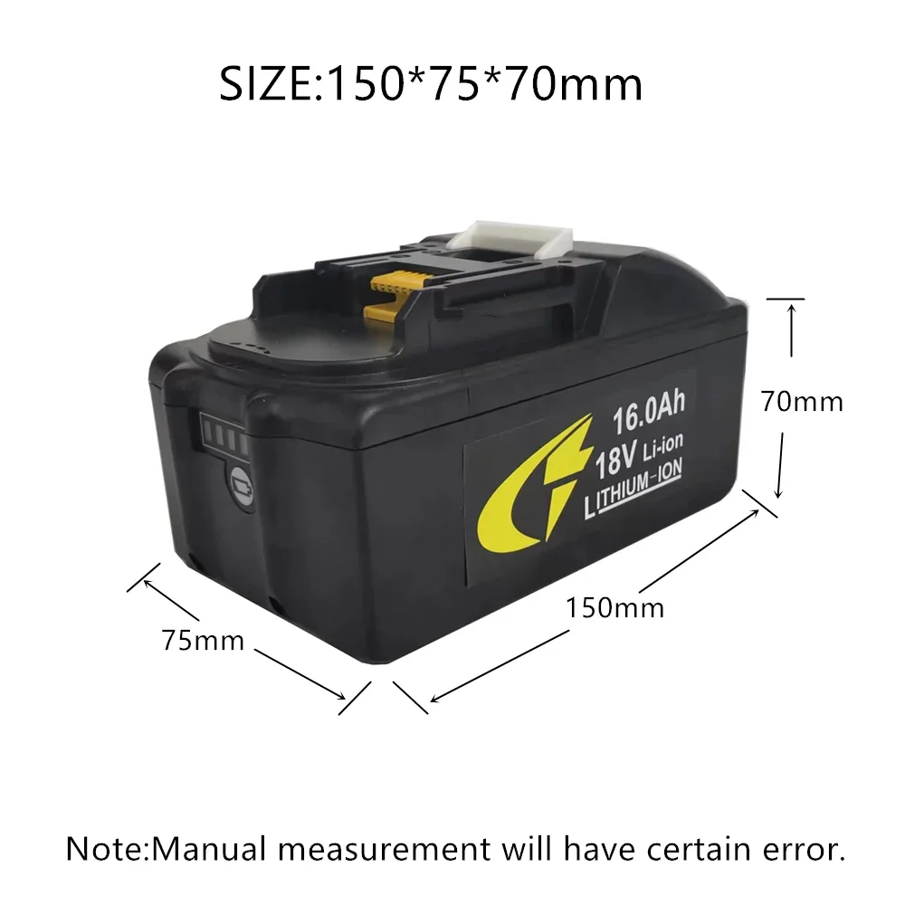 18V 16AH for Makita 18V 21700 Battery Power Tools Li-ion Replacement LXT BL1850 BL1840 for 18 V Screwdriver with Bms