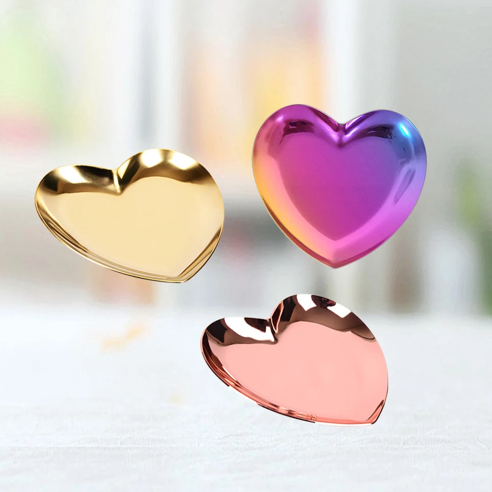 

3 Pcs Jewelry Tray Earrings Storage Ornamnet Trinket for Women Plate Metal Dish