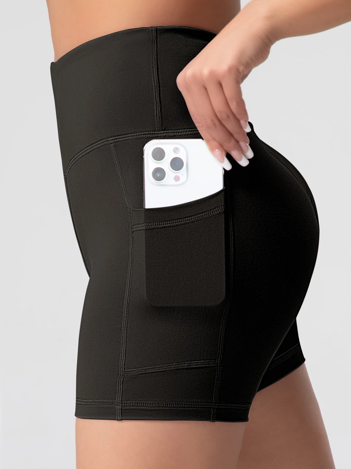 Solid Color Yoga Pants With Pockets Quick Drying High Waisted Gym Push Up Yoga Shorts for Woman Breathable Workout Fitness Shor - Image 4