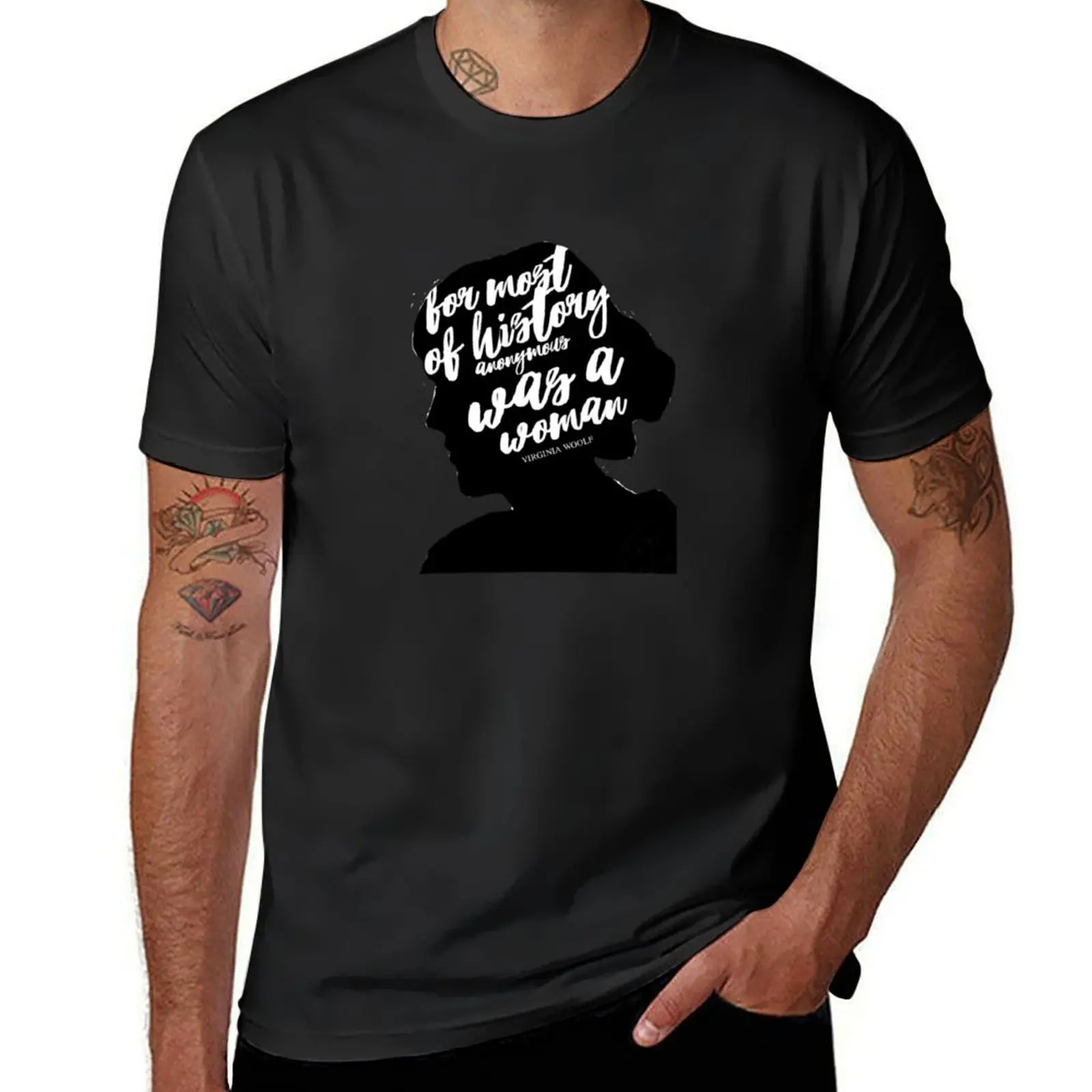 Virginia Woolf - silueta Camiseta T-Shirt blacks summer clothes mens big and tall t shirts