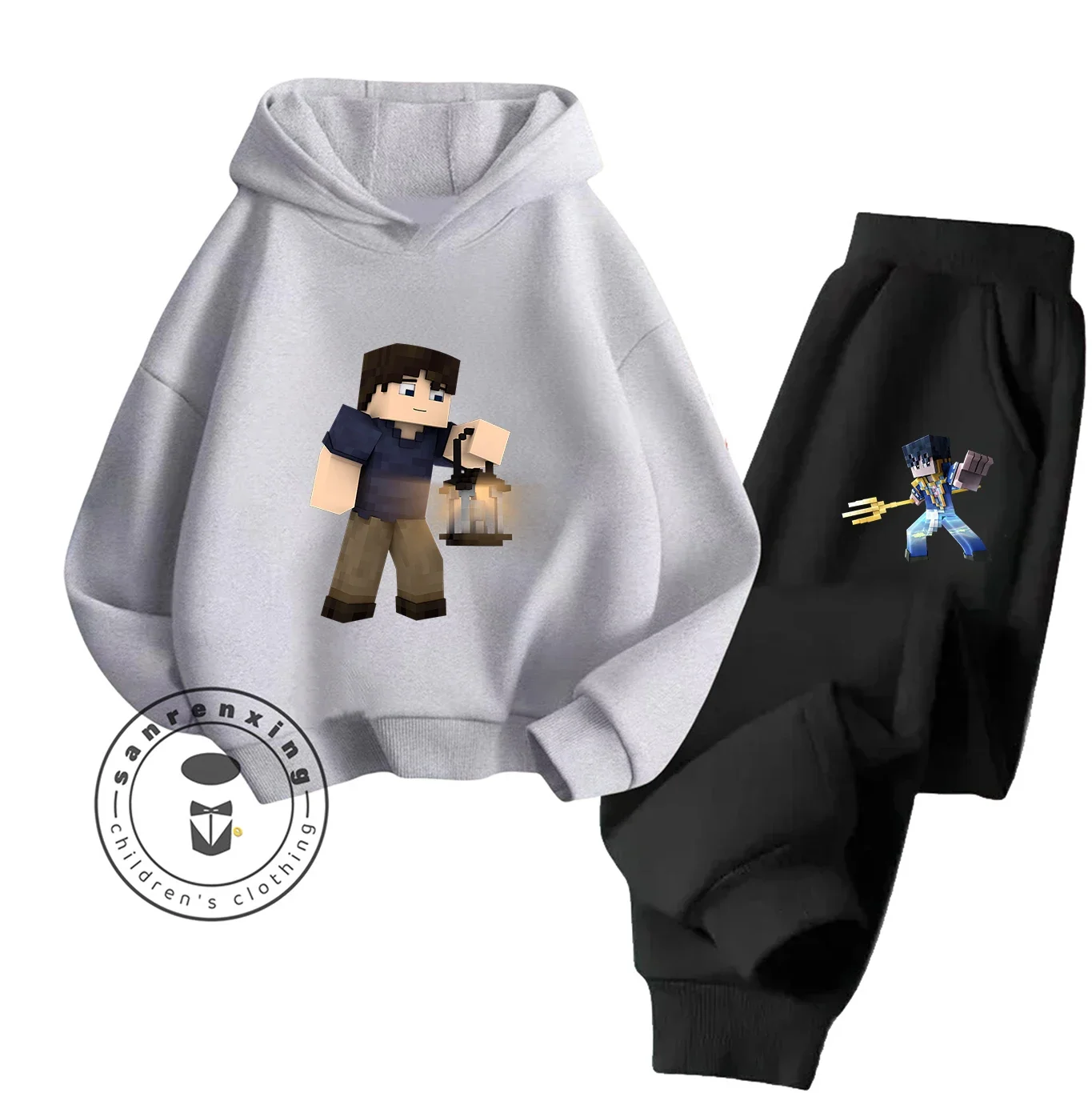 2D 2025 Minecraft الكرتون المطبوعة هوديي مجموعة أزياء للأطفال المراهقين بنين بنات عارضة الساخن بيع الخريف الشتاء #4