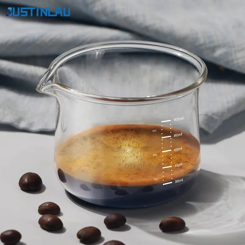 JUSTINLAU 100ML Espresso-Messbecher mit Skala, Klarglas-Extraktionsbecher, Mini-Kaffeetasse, Milchbecher, Küchenmesswerkzeug