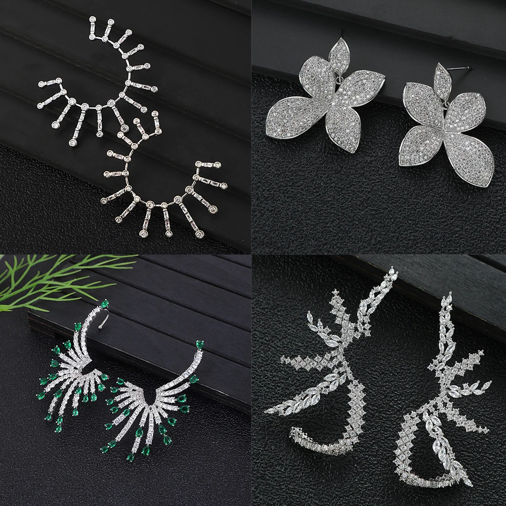 Luxury and exaggerate Earring for Woman  zircon Heavy Industry High Quality Earrings bride wedding Party 2024 New Jewelry Gift