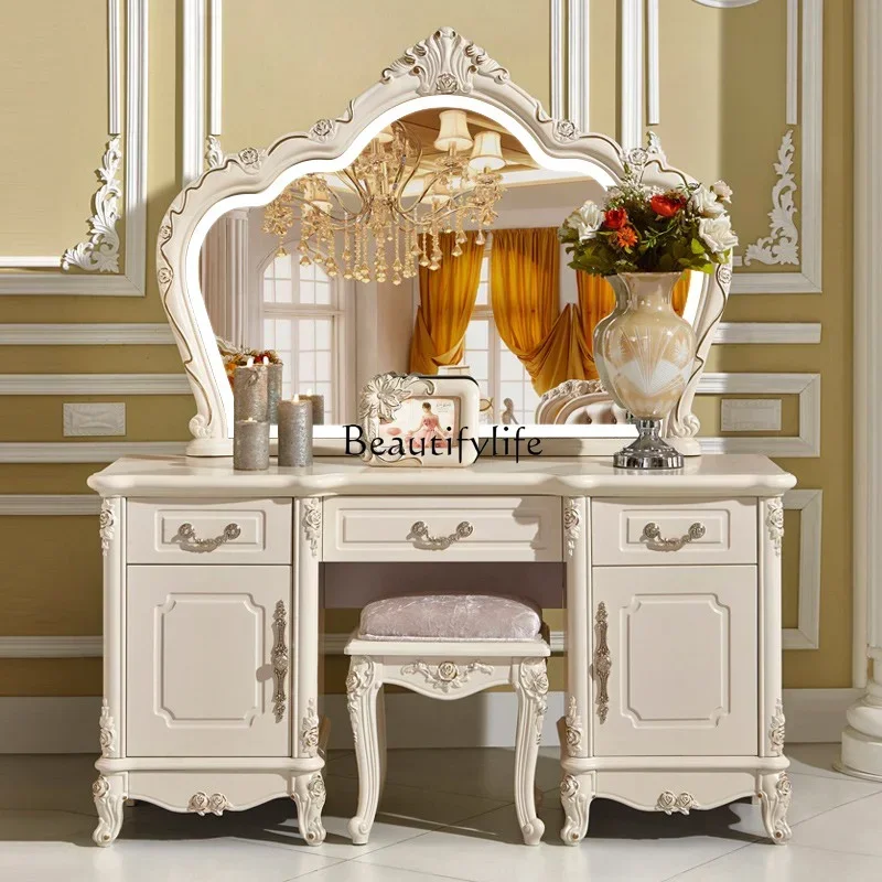 

11European dresser with mirror luxury small apartment cosmetic cabinet