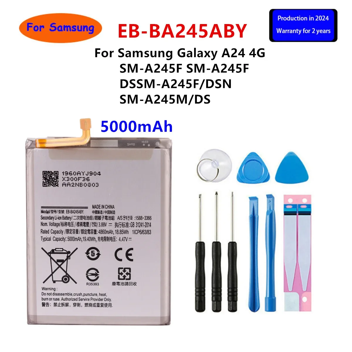 Brand New Battery For Samsung Galaxy A54 5G A24 4G A9 2018  A7 2018 Version A71 A41 A415  A70 A705 A50 A60 S10 Lite A71  A13 5G