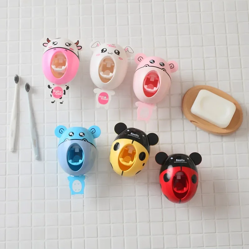 Cute Cartoon Toothpaste Dispenser, Automatic Press, Wall Mount, Dental Tooth Paste Squeezer Tubes, Children, Kid, Bathroom Tools