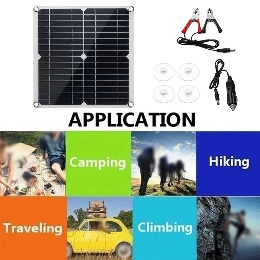 Portable 50W Solar Panel Charger With USB 5V 12V 18V For Smartphone Camera Player Camping Hiking RV Boat Outdoor Adventure