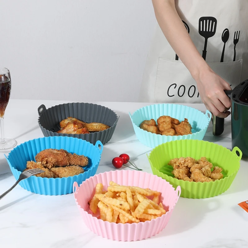 Silicone Air Fryer Baking Tray Reusable Silicone Baking Basket Grill Pan Food-grade Safe Non-stick Fryers Ovens Microwave Oven