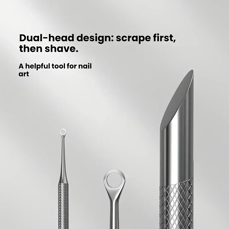 2-teiliges multifunktionales Nagelwerkzeug-Set | Professioneller Nagelhautentferner, doppelseitige Nagelfeile zum Entfernen von abgestorbener Haut und Nagelhaut – Detail 4