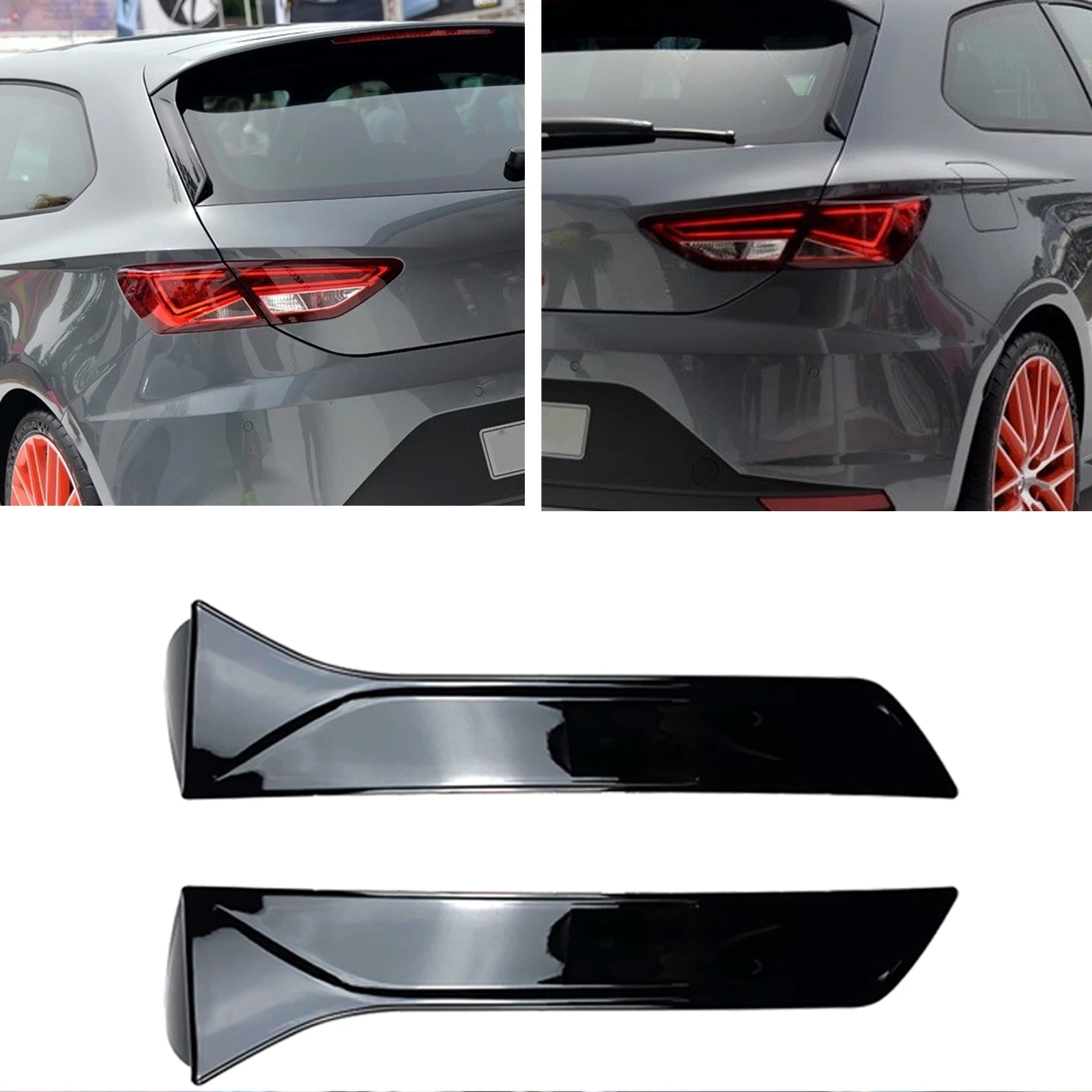 

For Seat Leon 5F FR MK3 MK3.5 2013-2021 Rear Window Trim Tail Gate Side Spoiler Wing Trunk Lid Edge Flap Shade Cover Canards