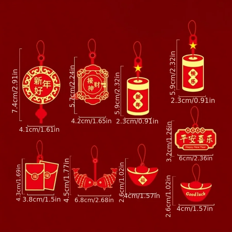 17pcs/pack 2025 Year of the Snake Spring Festival Decoration Chinese New Year Blessing Decorative Hanging Pendant