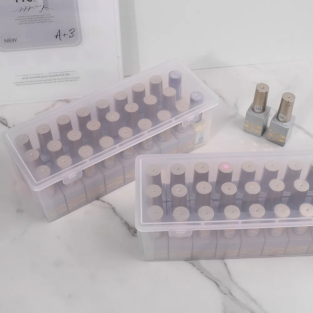 Caja de Almacenamiento de Esmalte de Uñas Rectangular Transparente de Gran Capacidad, Organizador de Plástico para Arte de Uñas, para Técnicos de Uñas
