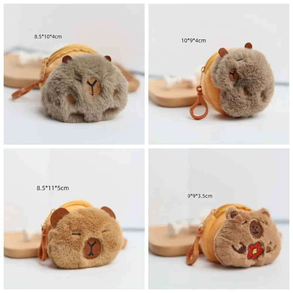 New Plush Kapybara Coin Purse Small Gift Keychain Charm Cartoon Headphone Bag Charm