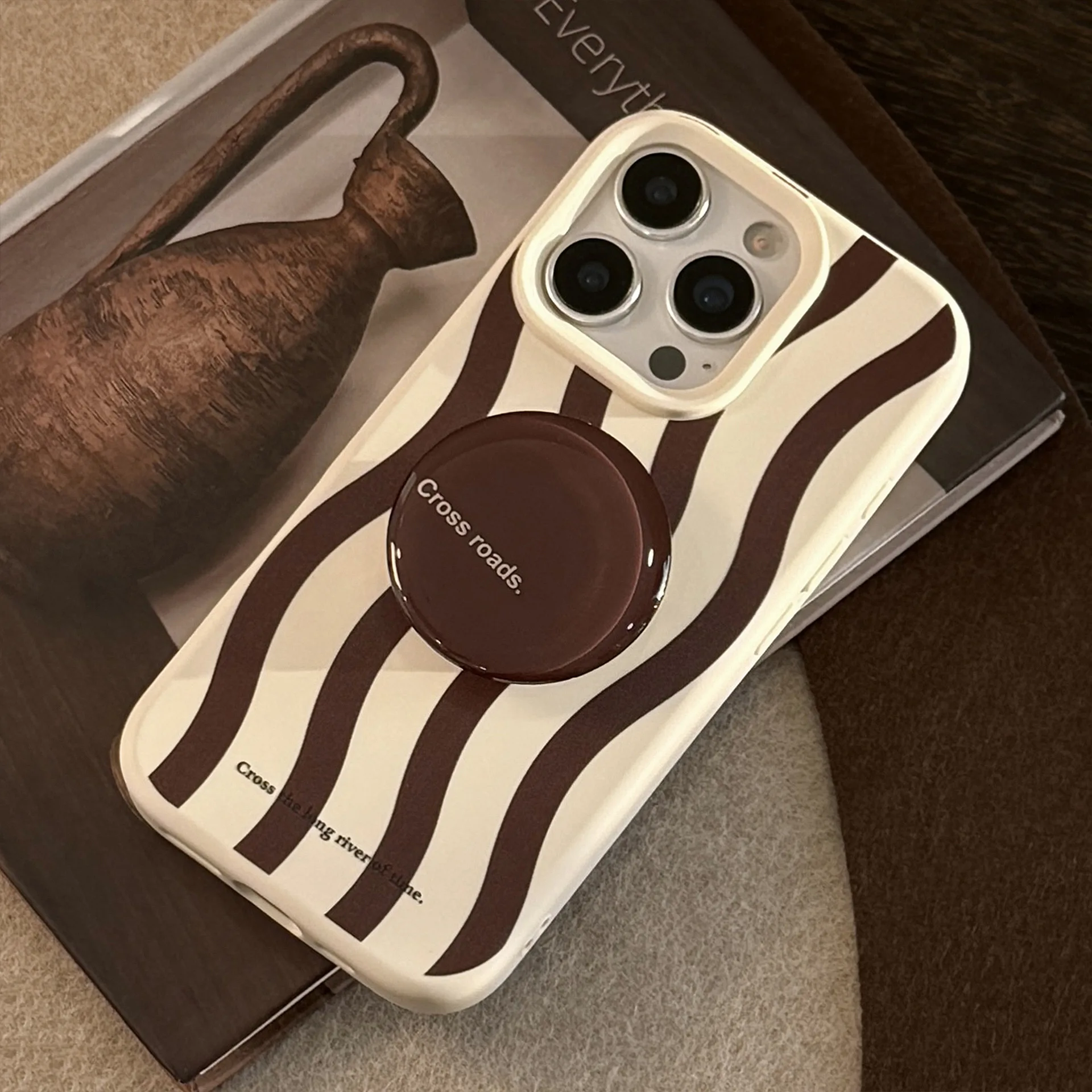 

Волнистая силиконовая мягкая задняя крышка, милый круглый чехол-подставка, художественный чехол для телефона для iphone 15 16 pro max 13 14, чехол pro max