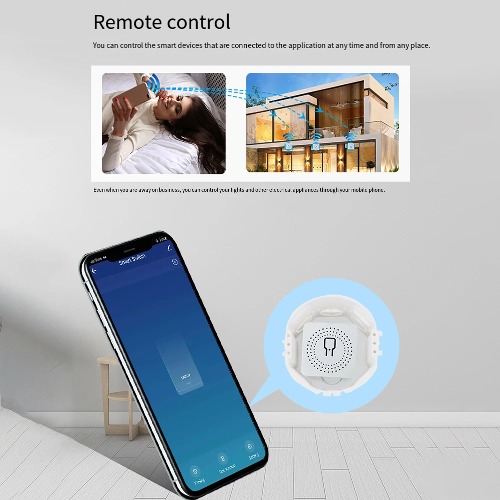 Mini interruptor inteligente para el hogar, 41x41x20 Mm, fácil instalación, Material ignífugo, Control de dispositivo de grupo