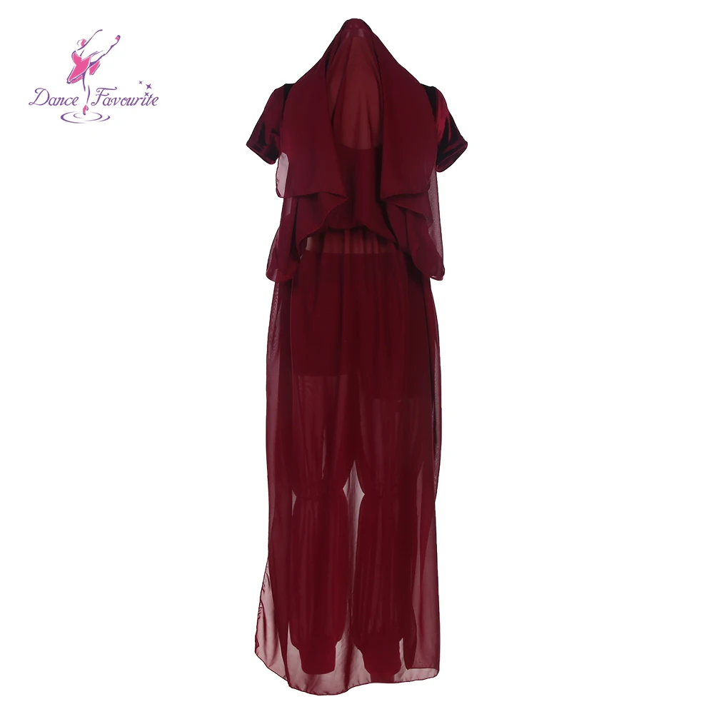 Burgundy Velvet and Chiffion Ballet Costumes, Group dance Arabian Dance Costume 25048
