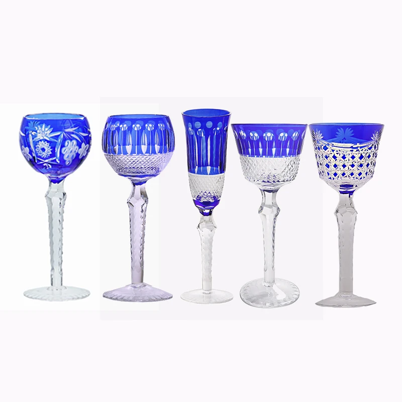 

Blue Edo Kiriko Glass Cup - Handmade Cut Crystal Whiskey Tumbler & Wine Goblet - Japanese Style Art Glass - 5 Designs Available
