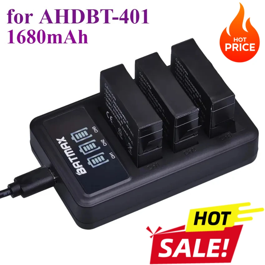 

1680 мАч для Gopro Hero 4, сменный литий-ионный аккумулятор со светодиодным USB-зарядным устройством для GoPro HERO4 GoPro AHDBT-401, аккумулятор для экшн-камеры