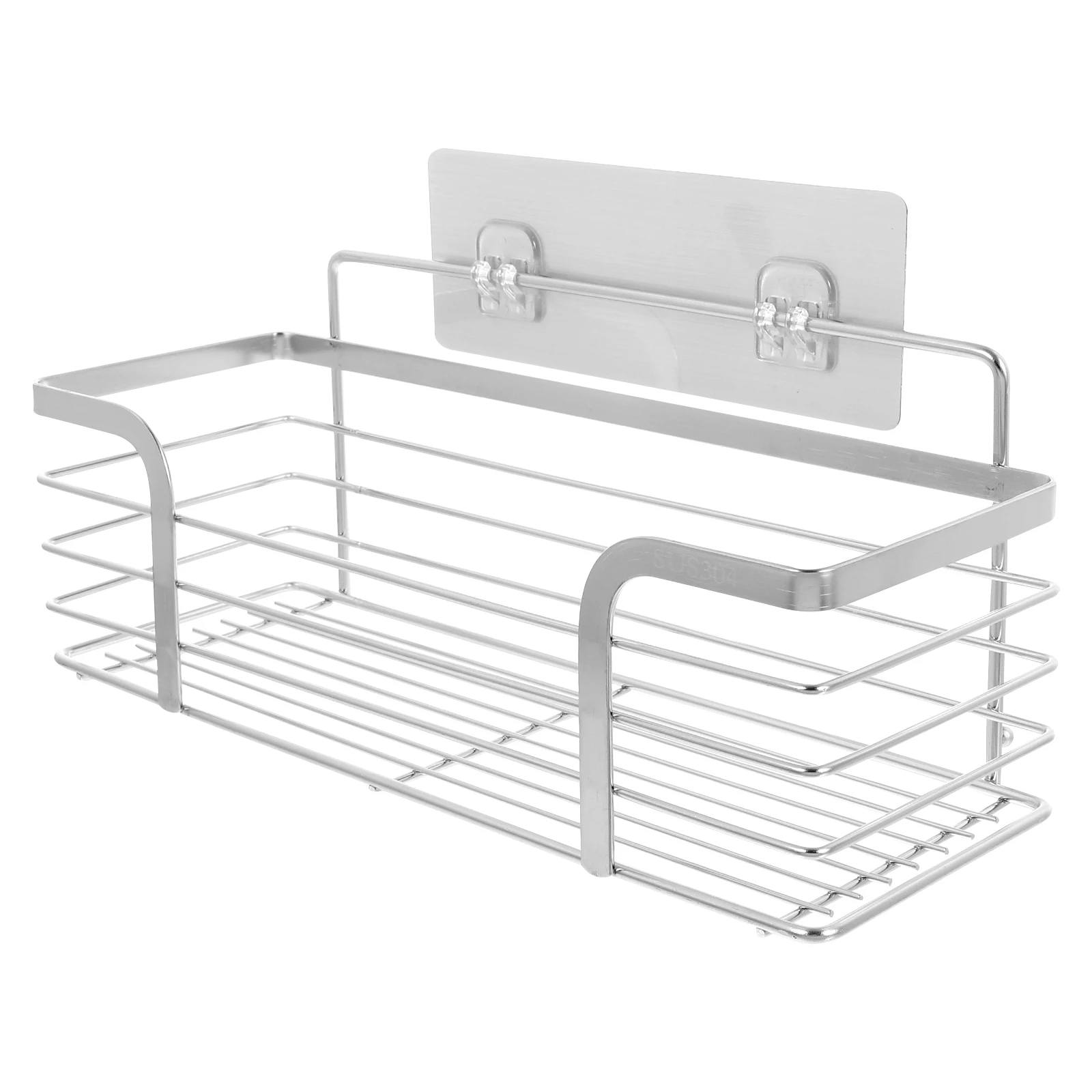 

1pc Stainless Steel Shelf Wall Mounted Storage Rack No Drill Easy Install Kitchen Bathroom Space Saver Widened Guardrail