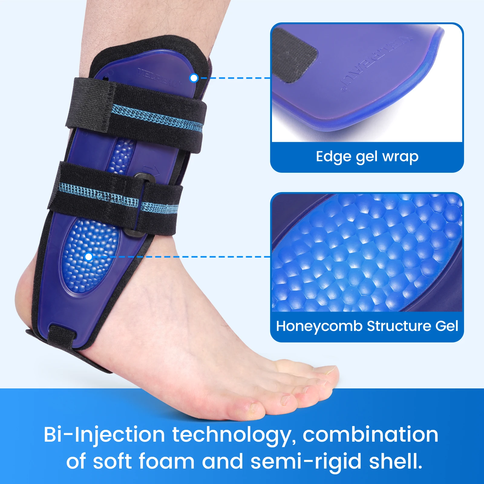 VELPEAU Stirrup Ankle Splint for Sprains and Joint Injury Ankle Stabilizer Support for Left and Right Feet Can be Worn in Shoe