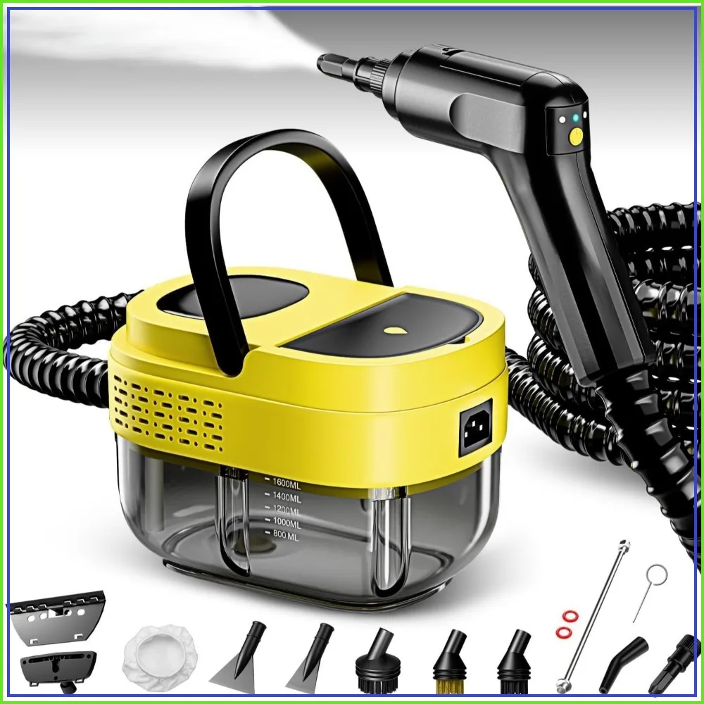 2500W Steam Cleaner, 15s Heat-Up, 1.6L Tank, 3-Level Adjustable Handle, 16PCS Accessories, for Home, Car, Dirt, Grease, Grout, Tile, Couch
