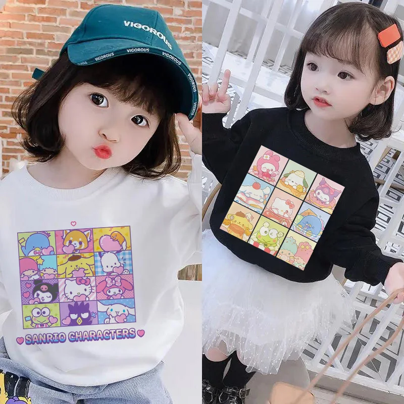 

Hello Kitty Children's Sweatshirts Cotton Kawaii Sanrio Pullover Anime Cartoons Y2k Casual Clothes Girl Boy Kids Sportswear Tops