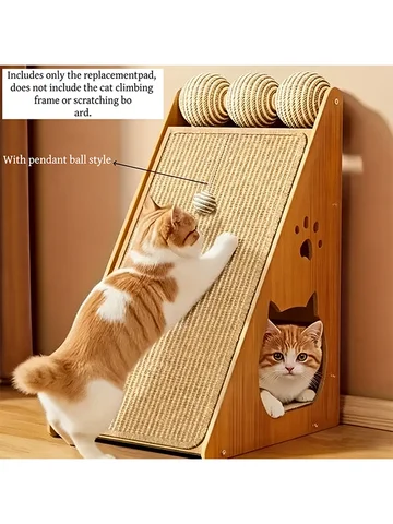 Arranhador de Sisal para Gatos com Bola Suspensa, Móvel para Gatos que Economiza Espaço, Protege Sofá, Cadeira e Porta, Árvore para Gatos Não Incluída