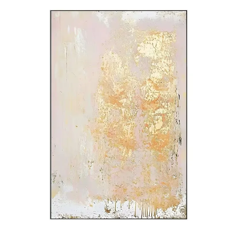 

Soft Yellow Beauty Hotel Gold Foil Hanging Painting,Hand Drawn Oil Paintings on Canvas, Hanging Picture for Living Room,Bedroom
