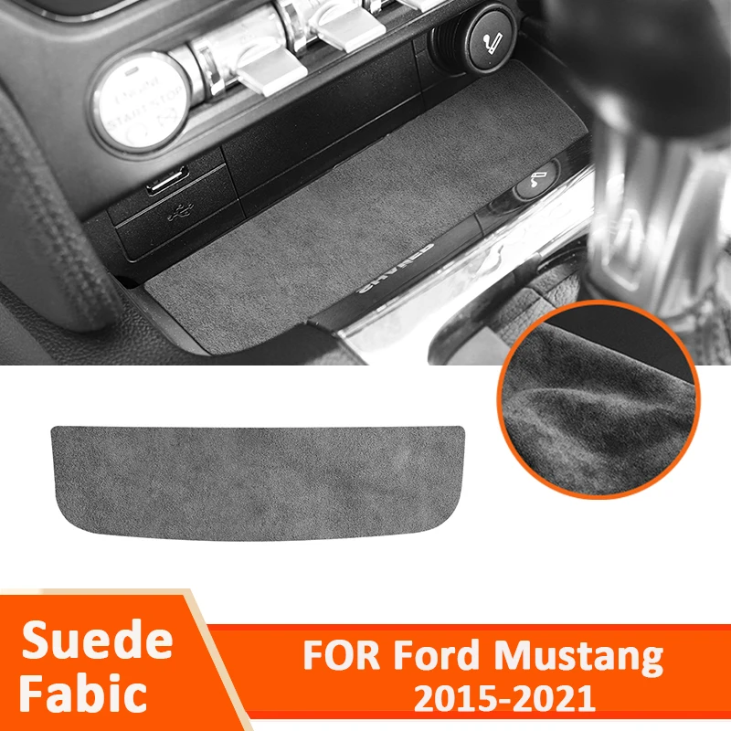 

Soft Suede Fabic Auto Center Storage Box Panel Decorative Sticker Car Interior Accessories For Ford Mustang 2015-2021