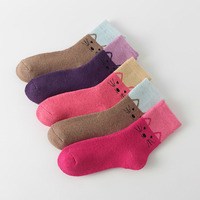 5Pairs High Quality Autumn And Winter New Thickened Medium Tube Wool Socks Cats Cute Fur Loops And Warm Floor Socks For Home Use