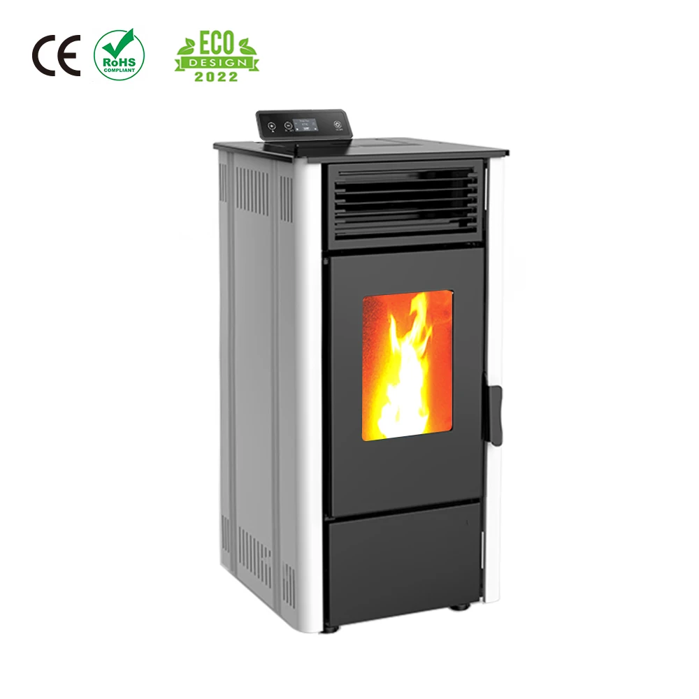 

8KW High Efficiency Eco-Friendly Pellet Fireplace Modern Design with Wifi Temperature Control for Two Rooms